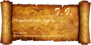 Thanhoffer Imre névjegykártya